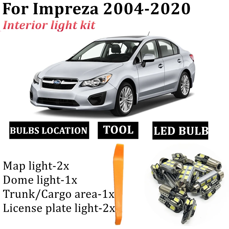 6x LED سيارة الداخلية مجموعة حزمة ضوء ل 2004-2018 2019 2020 سوبارو امبريزا سيدان عربة GG GR GJ GP GK GT سيارة مصابيح داخلية