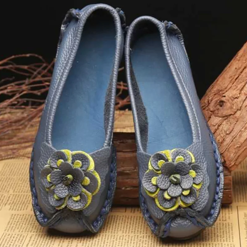 High Quality Genuine Leather Flats Woman Spring Shoes 2021 Super Designer Flats Women Flower Ladies Casual Shoes Female Loafers