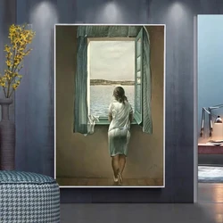 Salvador Dali Woman at The Window Canvas Paintings Posters and Prints Wall Art Pictures for Living Room Decor (No Frame)