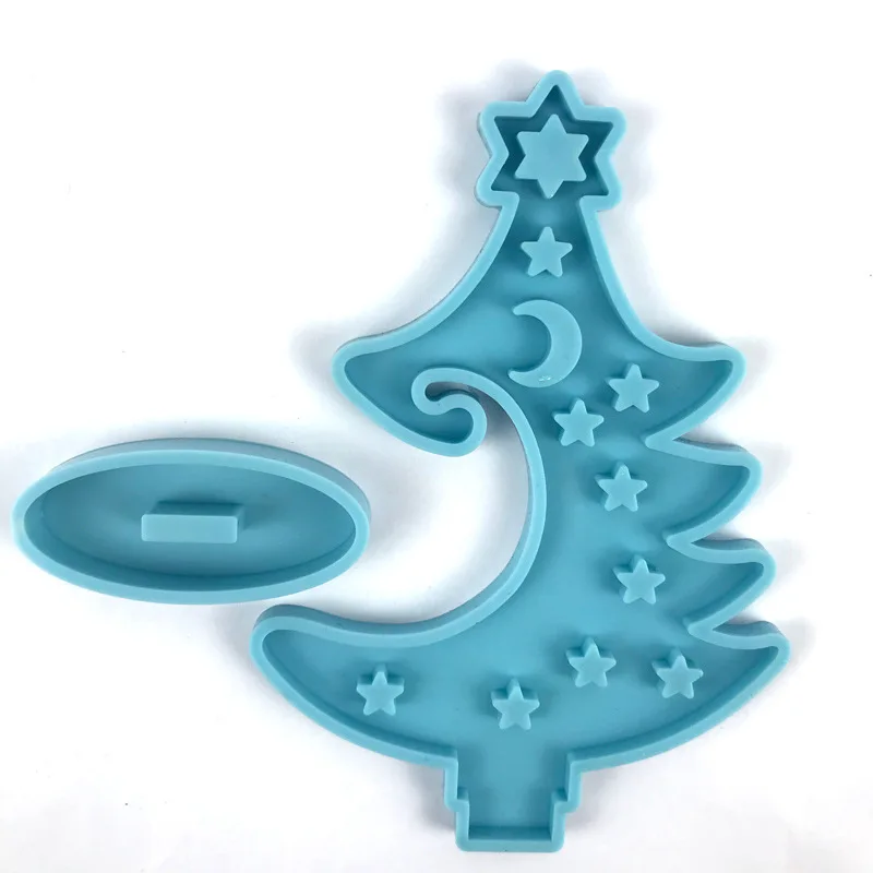 Winter Tree Ring Holder Epoxy Resin Mold Assemble Christmas Tree Silicone Mould for Christmas Theme Feastival Art Crafts