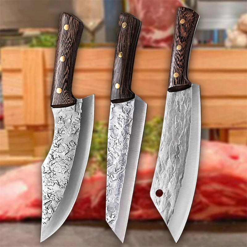 Forged Slaughter Kitchen Knife Boning Knife Butcher Slicer Split Meat High Carbon Steel Fishing Cooking Knife Chef Tools