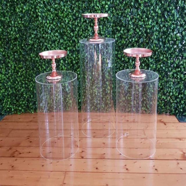 

3pcs/set)acrylic round pillar column plinth pedestal cylinder flower stand for wedding decoration party event211