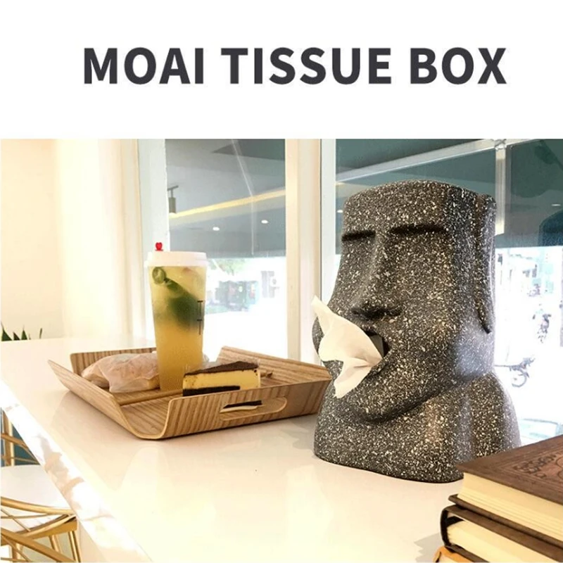 Easter Island Tissue Moai Paper Box 3D Stone Statue Figure Paper Holder Box Sanitary Paper Bar Bathroom Hotel Storage Organizer