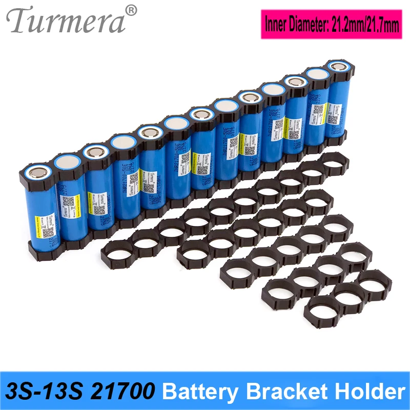 

Turmera 10Pieces 3S to 13S 21700 Holder Bracket ABS Splicable Inner Hole Diameter 21.2mm 21.7mm for 36V 48V E-Bike Battery Use