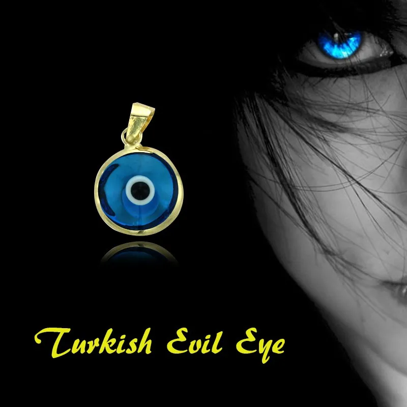 Gold Evil Eye Pendant 14K Solid Gold Charm Real Gold Turkish Evil Eye Protection Charm Good Luck Charm