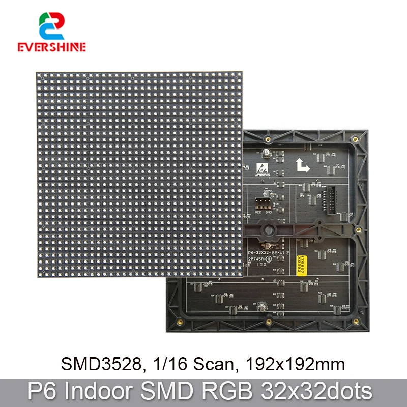 

SMD3528 P6 RGB Full Color 192x192mm 32x32Pixels Indoor Led Matrix Panel Display Screen