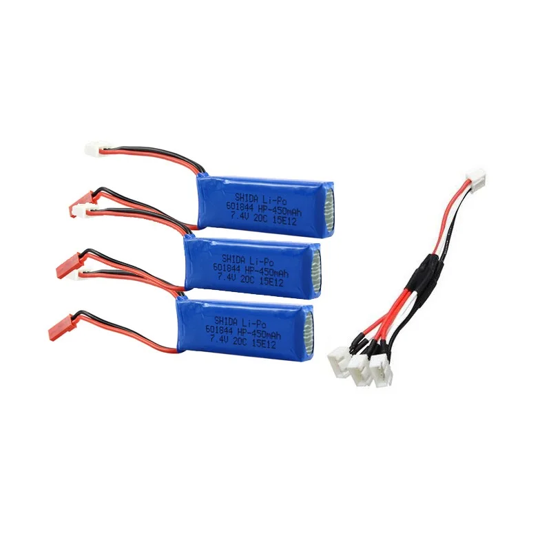 

3PCS 7.4V 20C 450mAh Lipo Battery & Charging Cable for WLtoys K969 K989 K999 P929 P939 RC Car Spare Parts