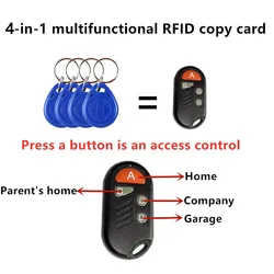 1Pc RFID Multiple Keyfob 4 or 5 in 1 125khz T5577 EM ID Writable IC 13.56Mhz 1k S50 UID Changeable Card Tag