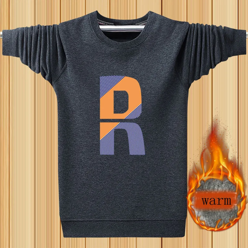 Men Sweatshirts Plus Velvet To Keep Warm 2021 New Arrival Winter Casual Male Pullover Letter Korean Style Plus Size 4XL 5XL H31