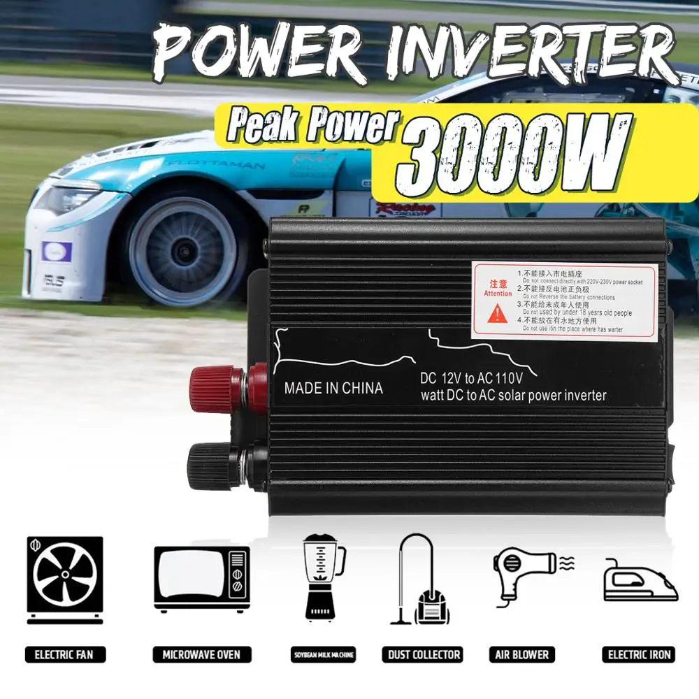 

3000W Car Solar Power Inverter 12/24V To 110/220V Modified Sine Wave Converter