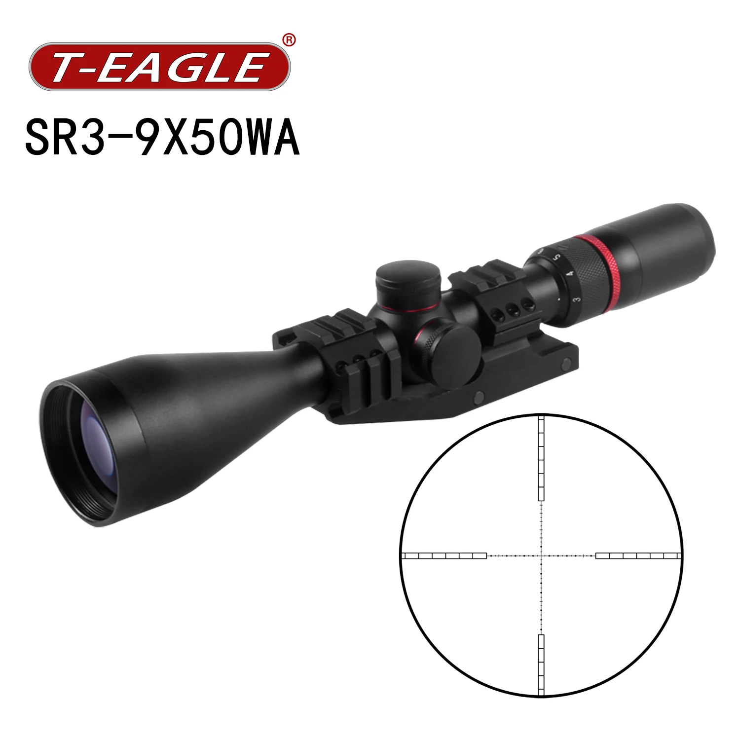 T-EAGLE SR 3-9X50 WA HK Tactical Rifle Scopes Hunting Spotting RiflesScope Optical Collimator Airsoft PCP Gun Sight Thin Border