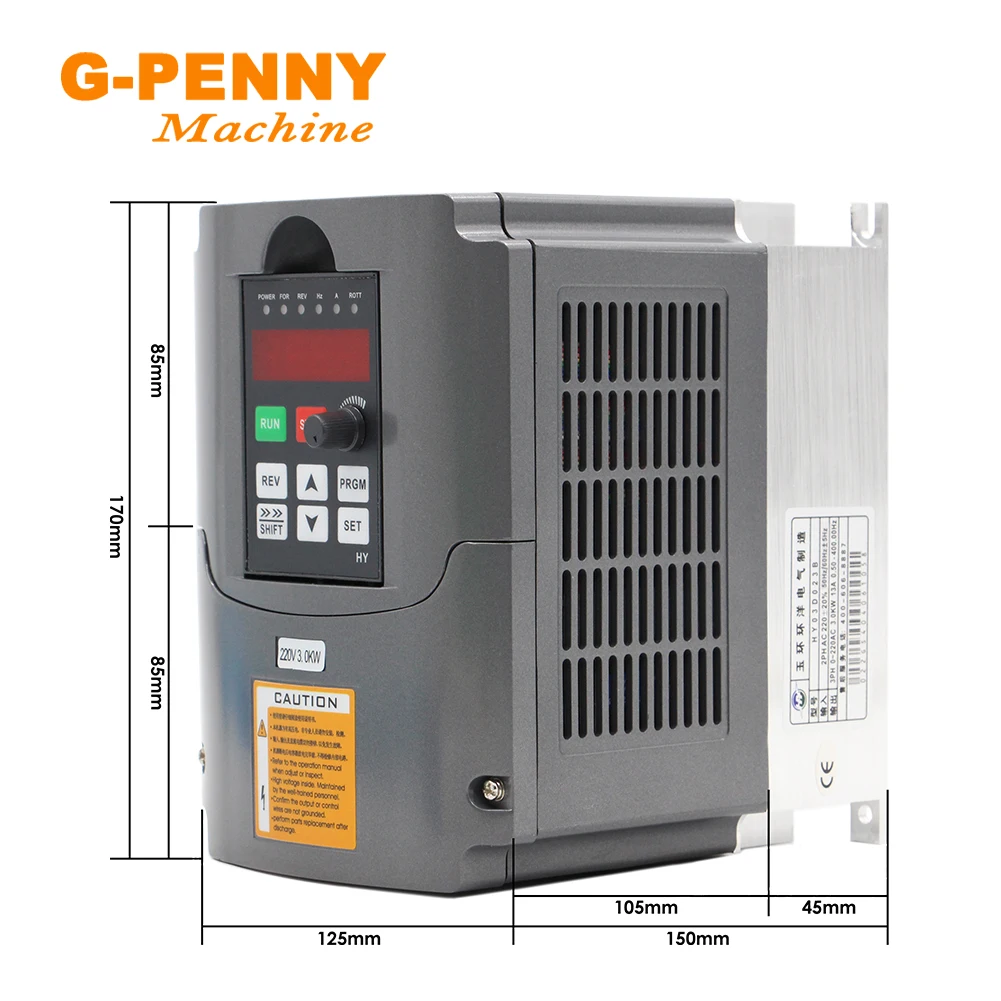 3.0KW HUANYANG 220v  Inverter CNC Spindle motor speed control  Variable Frequency Drive 0-400Hz 3P output 1HP or 3HP Input