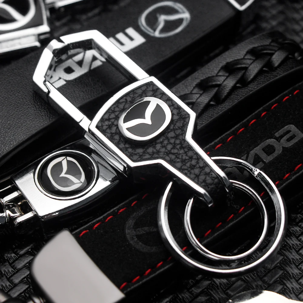 1pc Metal Alloy For Mazda Axela 2 3 MS CX30 CX3 CX5 Car Badge Keychain Luxury Keyring Pendant Gifts Leather Key Case Accessories