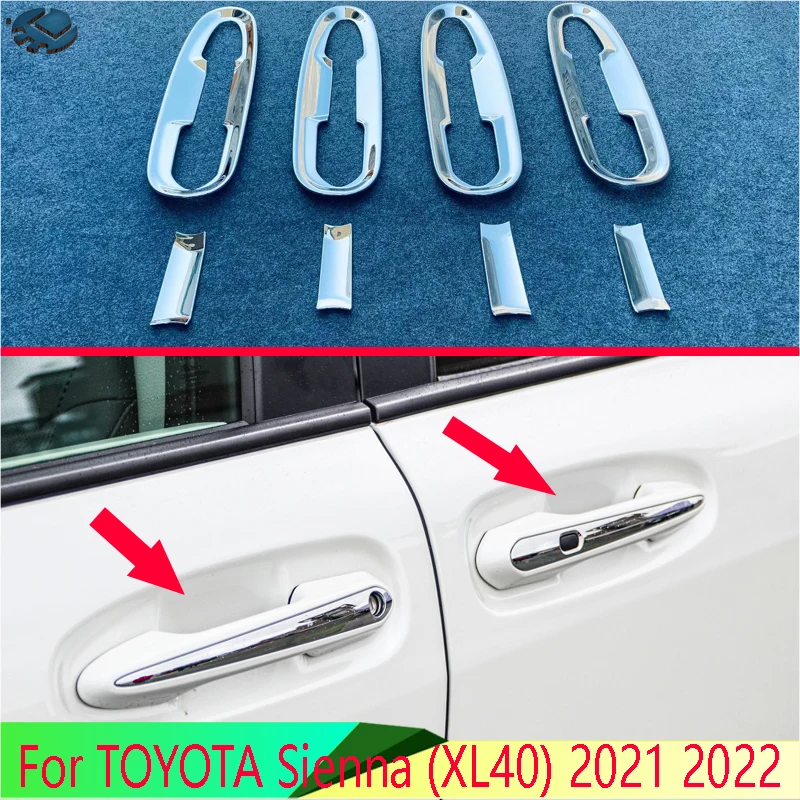 For TOYOTA Sienna (XL40) 2021 2022 ABS Chrome Door Handle Bowl Cover Cup Cavity Trim Insert Catch Molding Garnish