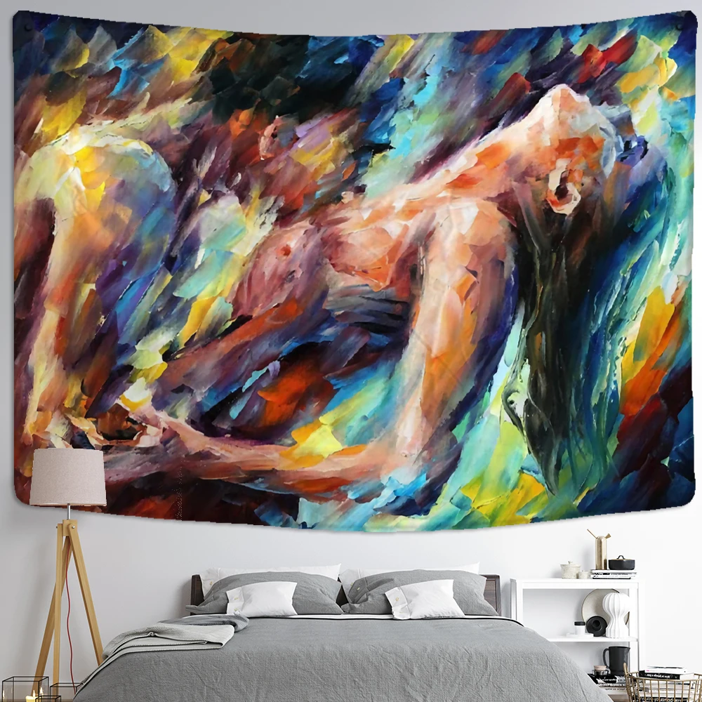 Body Oil Painting Tapestry Wall Hanging Psychedelic Witchcraft Art Bohemian TV Background Cloth Home Decor