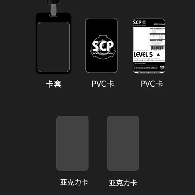 Anime Scp Foundation Archieven Niveau 5 Toegangscontrole Card Set Bus Kaart Set Student Maaltijd Card Set Cosplay Animatie Omliggende