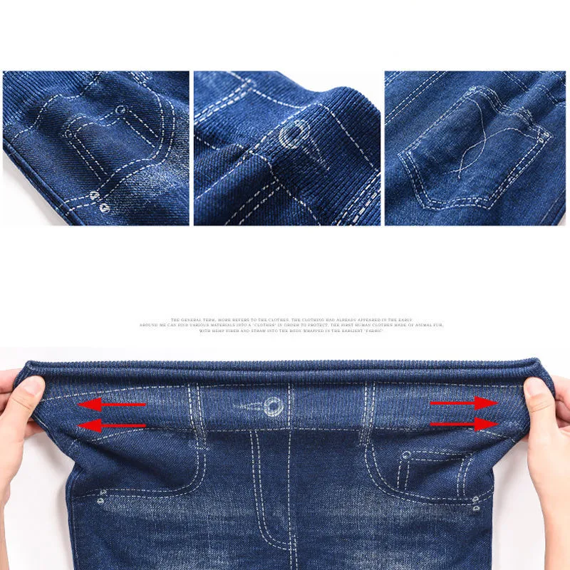 Autumn New Fashion Skinny Slim Thin High Elastic Waist Washed jeans Like Jeans leggings Pencil Pants Denim Leggings For Women