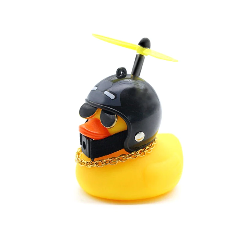 Car Duck With Helmet Super Cool Cycling Bike Duck Bell Auto Goods Gift  Wind Motor Decoration Accessories Without Lights Horn