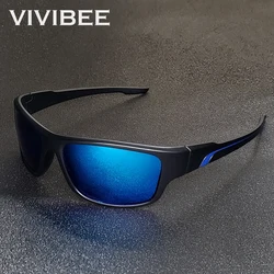 VIVIBEE 편광 미러 블루 야외 스포츠 선글라스, 러닝 2024, UV400 클래식 운전, 남성 낚시 고글