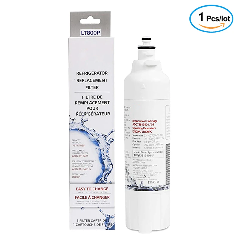 Replace LG LT800P refrigerator water filter (NSF42 and NSF53) ADQ73613401, ADQ73613408 or ADQ75795104, 1 pack