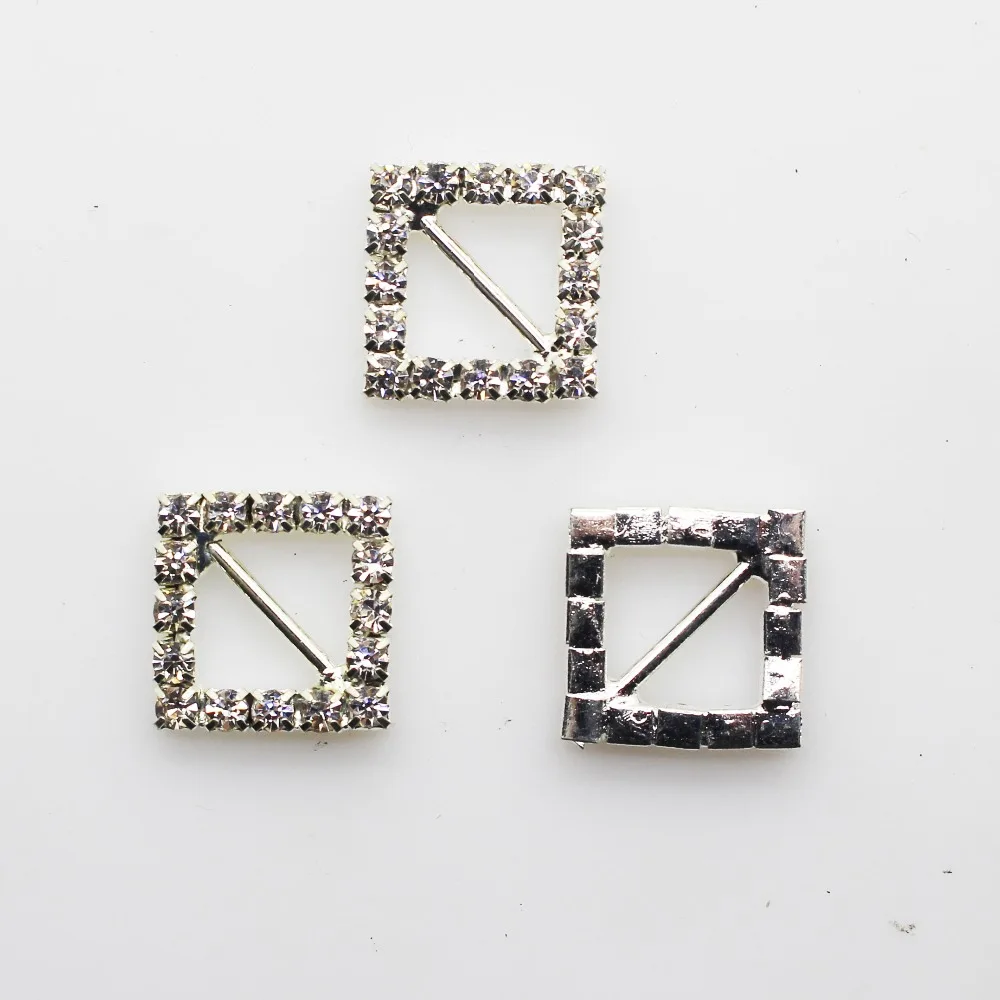 10pcs/lot 15mm Sweet Square-shaped Rhinestone Buckle Slider For Wedding Invitation Letter Diamokd Diy Acessories Decorative