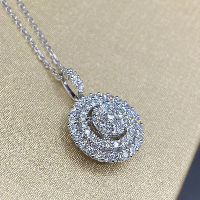 CAOSHI Gorgeous Round Bling Cubic Zirconia Pendant Necklace for Women Elegant Engagement Statement Jewelry Hot Sale Accessories