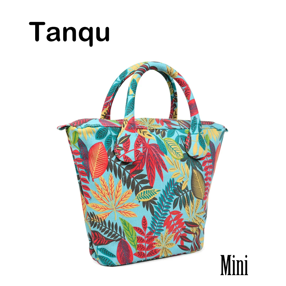 TANQU Short Round Flora Canvas Fabric Handle with Mini Insert Lining for Obag Mini O Bag Women's Bags Shoulder Handbag