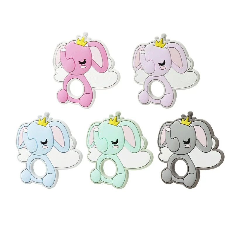 10pcs Baby Silicone Teethers Elephant Baby Teething Items Toys For Babies Teether For Teeth Pacifier Chain Accessories BPA Free