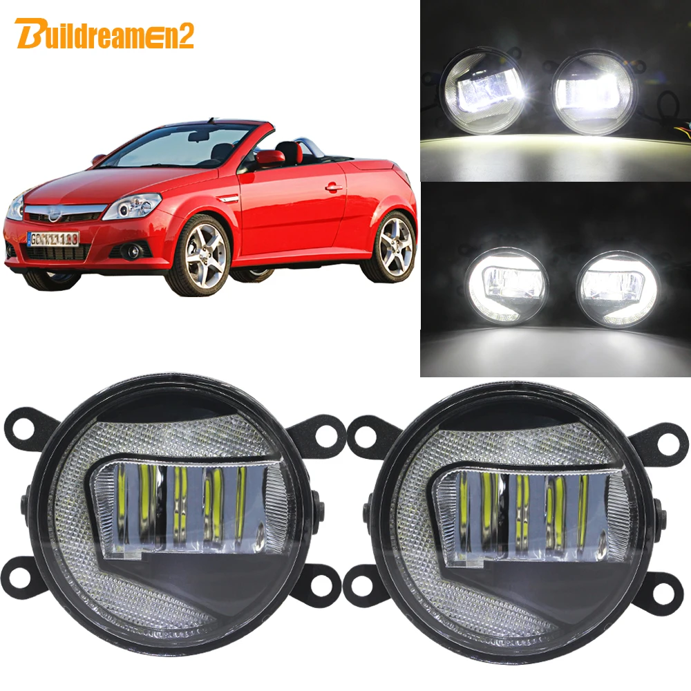 

Buildreamen2 For Opel Tigra TwinTop Convertible 2004-2006 Car 2in1 Function LED Projector Fog Light + Daytime Running Light 12V