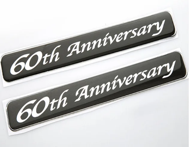 

2pcs 60th Anniversary Rear Side Car Emblem Badge Decal Stickers Limited Edition