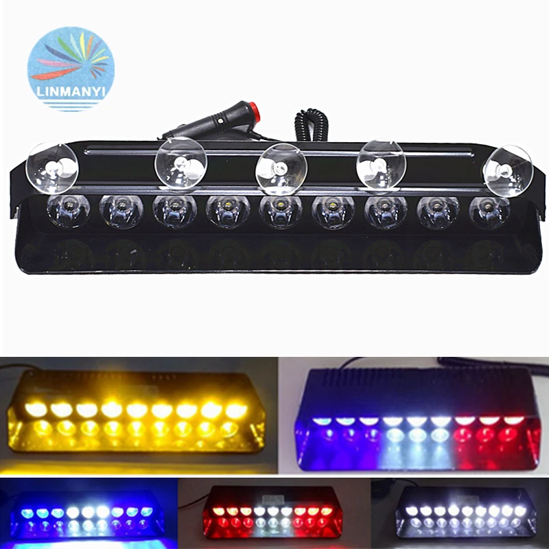 9LED 27W F1 Viper Signal Light Dash Light Car Led Windshield Warning light Strobe Police Flash light Sucker Police warning light