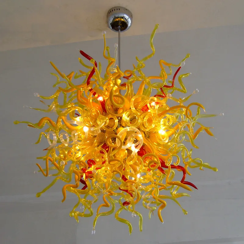 

Chihuly Yellow Glass Chandelier Lustre Led Modern Hand Blown Chandeliers Lamps Indoor Lighting