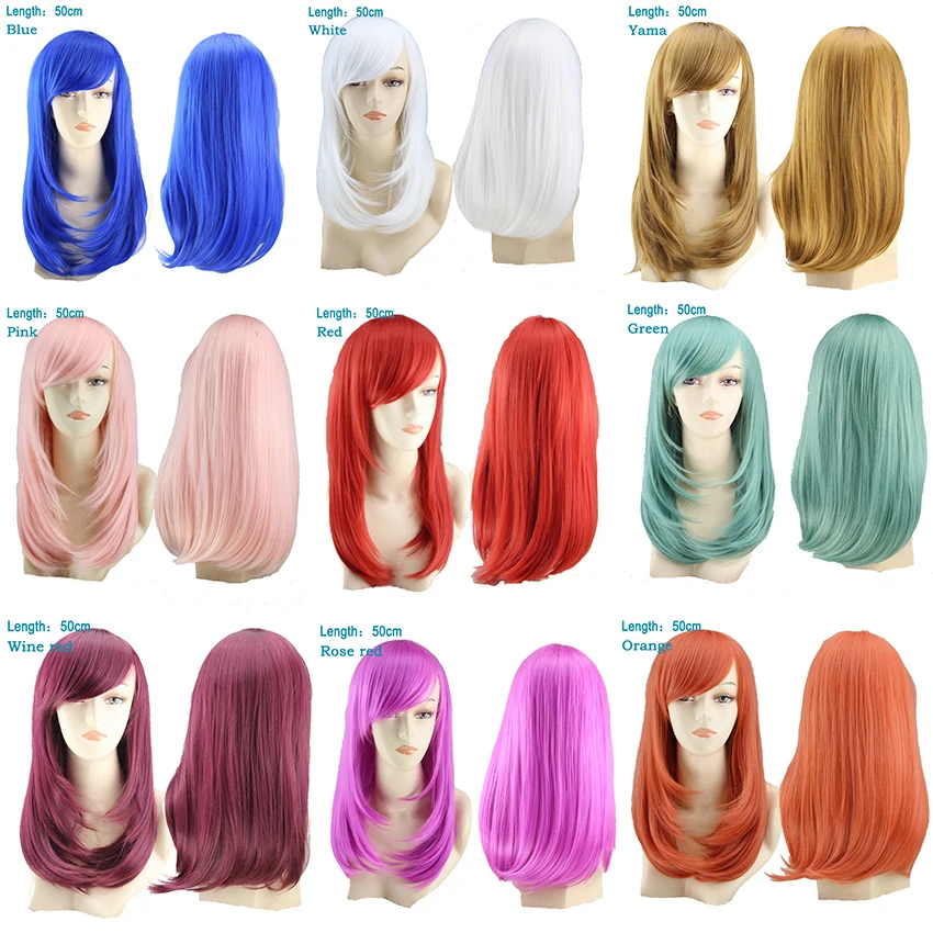 Similler Synthetic Anime Long Straight Wigs for Cosplay Women Heat Resistance Hair Black Blue Pink Green Yellow Red 100cm