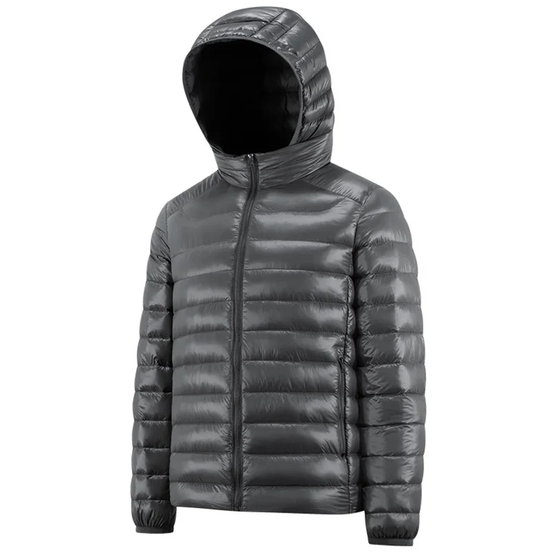 80% weiße Ente Daunen leichte Jacke Männer wasserdicht warm abnehmbare Hut Kapuzen mantel männliche Marke Kleidung 5xl