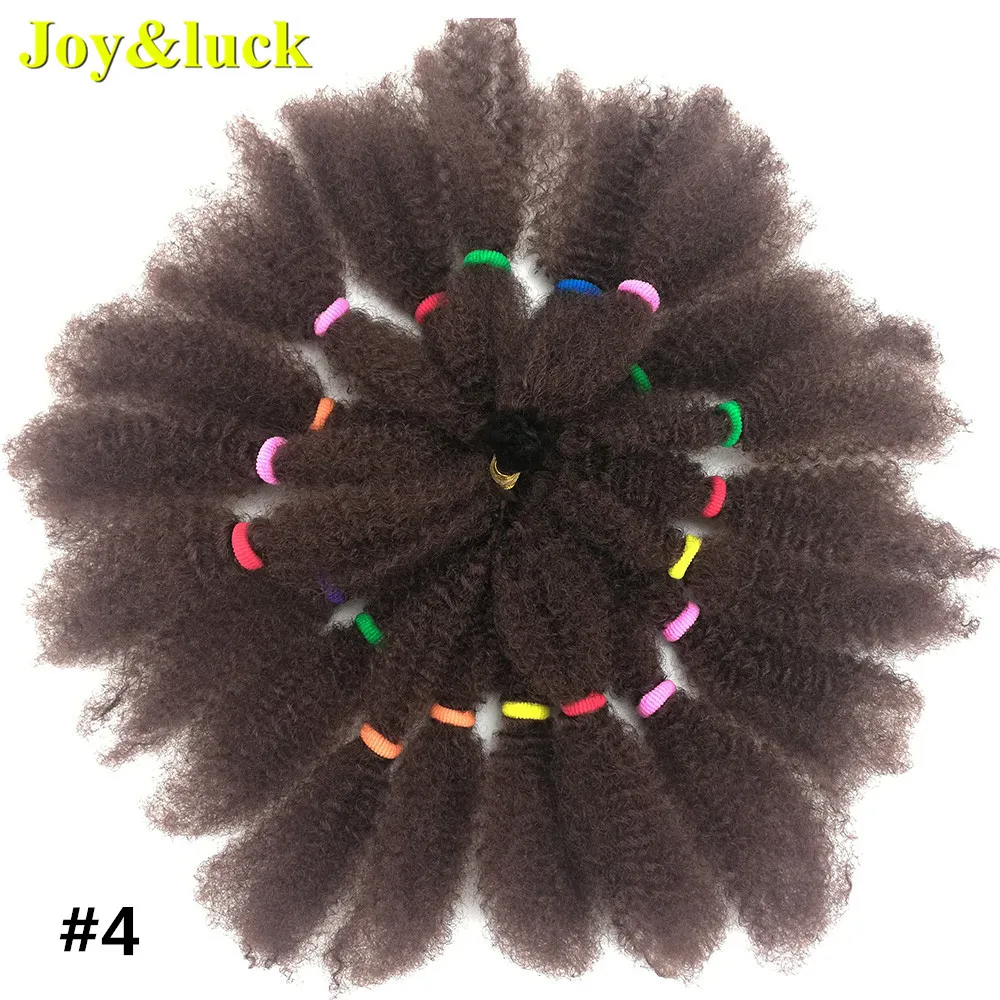 Joy&luck 2PC 20 Strands Short Afro Kinky Curly Crochet Braiding Synthetic Ombre Hair Extensions for African Women Braid