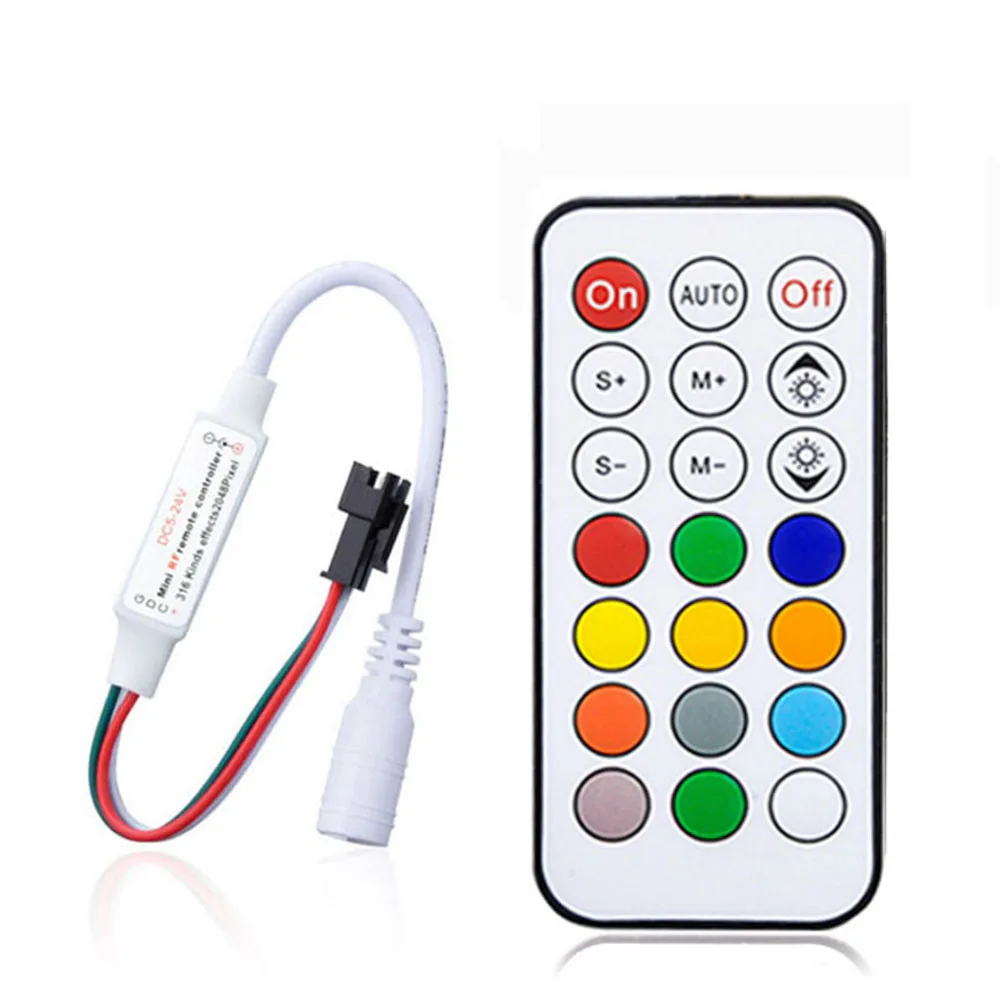 Imagem -03 - Led Pixel Strip Light Controller com Controle Remoto Usb dc Chaves rf 14 17 21 Chaves Ws2811 Ws2812b Dc524v