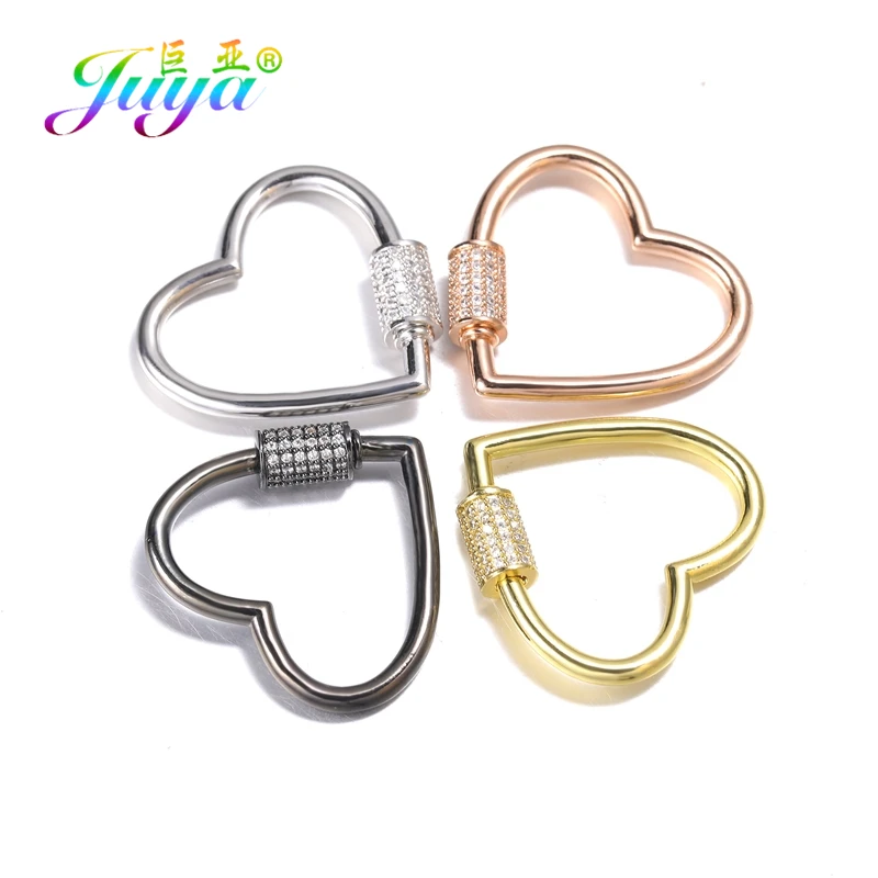 Juya DIY Luxury Love Heart Pendant Carabiners Decorative Screw Lock Clasp Accessories For Handmade Gothic Pendant Jewelry Making