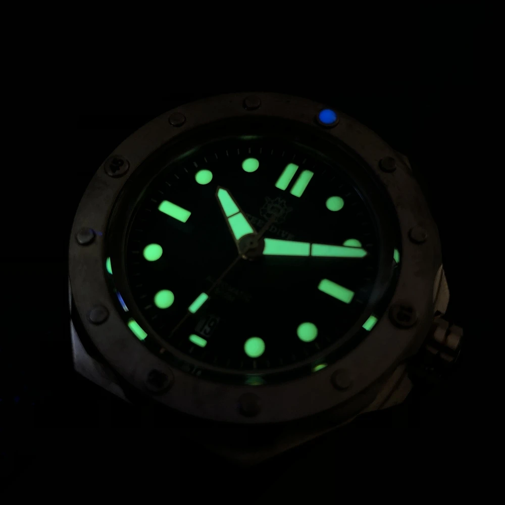 STEELDIVE Mens Automatic Watch 46MM Bronze Military Mechanical Wristwatch Diver 50ATM Waterproof C3 Luminous Sapphire NH35