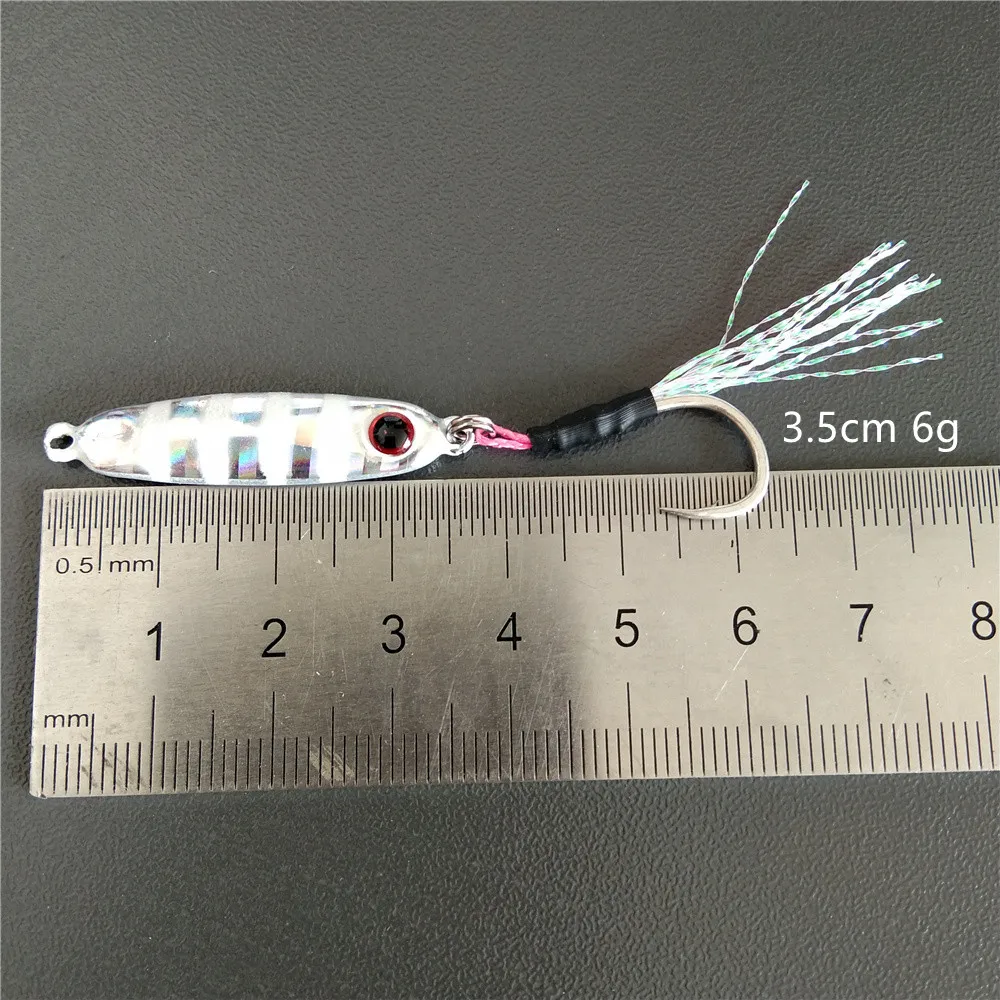 Swolfy 5PCS/LOT 35mm 6g Micro JIG Fishing Bait Rockfishing Mini Bait with Single Hook Isca Artificial Lure Microjig Jigging Lure