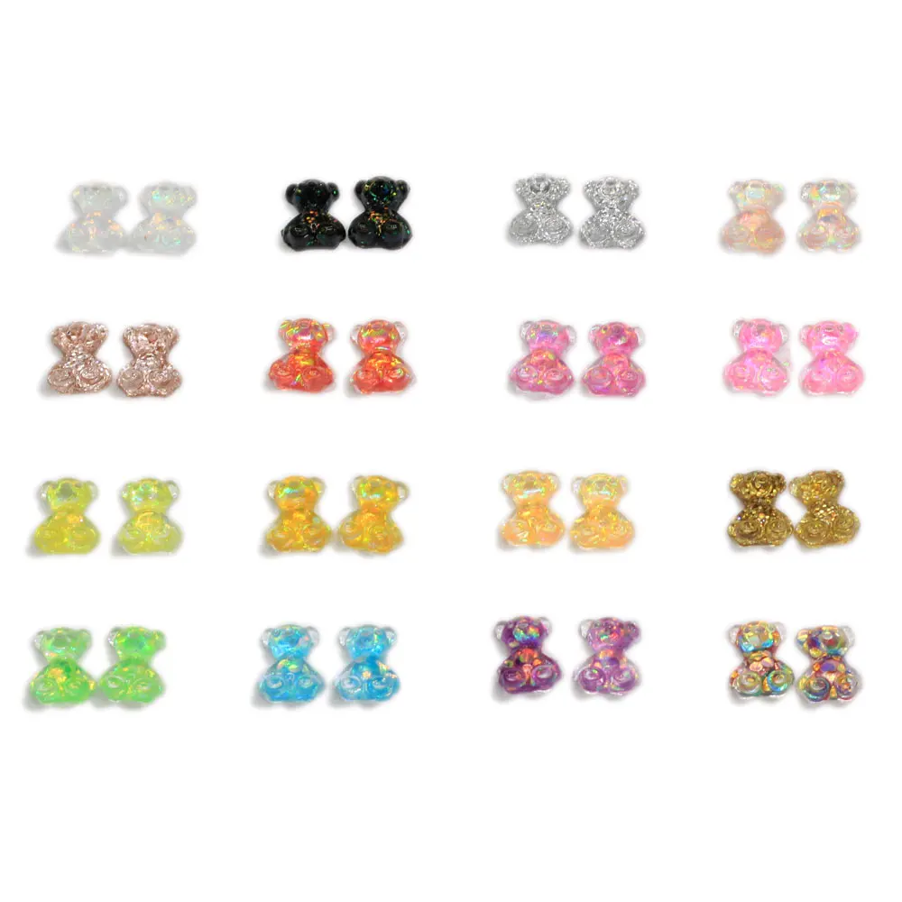 Bling Glitter 3D Cartoon Resin Bear Nail art Decoration Nails Rhinestone Accessories Crystal Glass Gem Manicure Charm