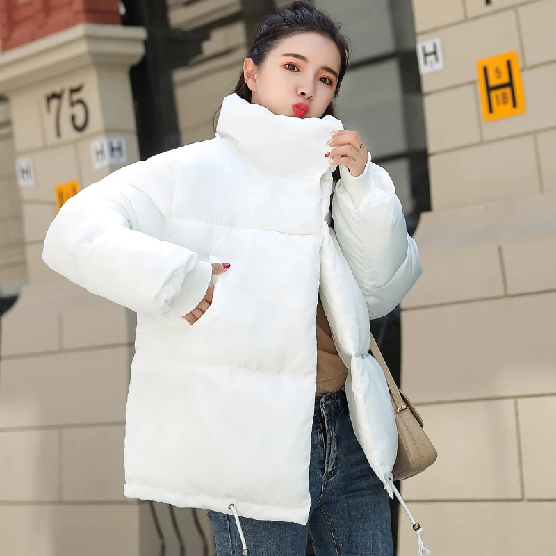 

Korean Style Women Winter Jacket Nice Stand Collar Breasted Buttons Cotton Padded Female Coat Outwear Short Warm Womens Parka