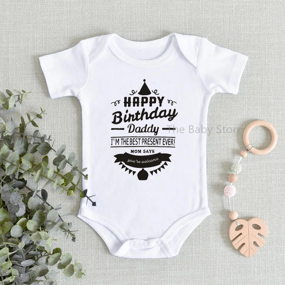 

Happy Birthday Daddy Printed Baby Romper Cotton Infant Body Baby Short Sleeve Clothing Baby Jumpsuit Baby Boy Girl Onesie 0-24M