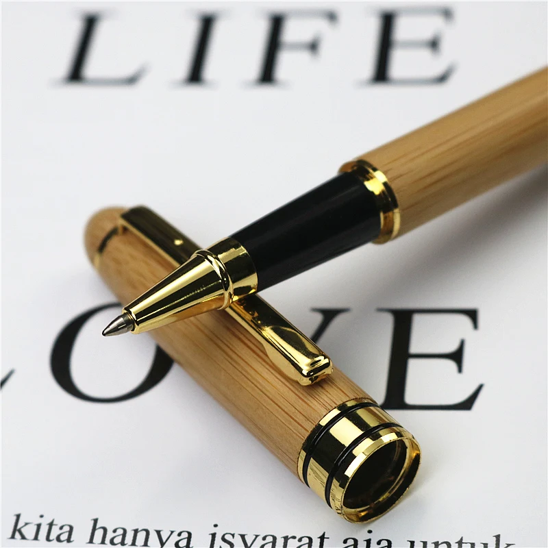 

Simple bamboo pen office Roller Pen 0.5mm black gel refill School business stationery writing gifts