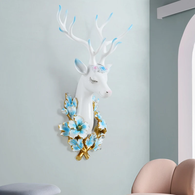 Deer Head Wall Hanging Light Luxury Lucky Simulation Animal Head Decoration Living Room TV Wall Hallway Bar Club Decorative