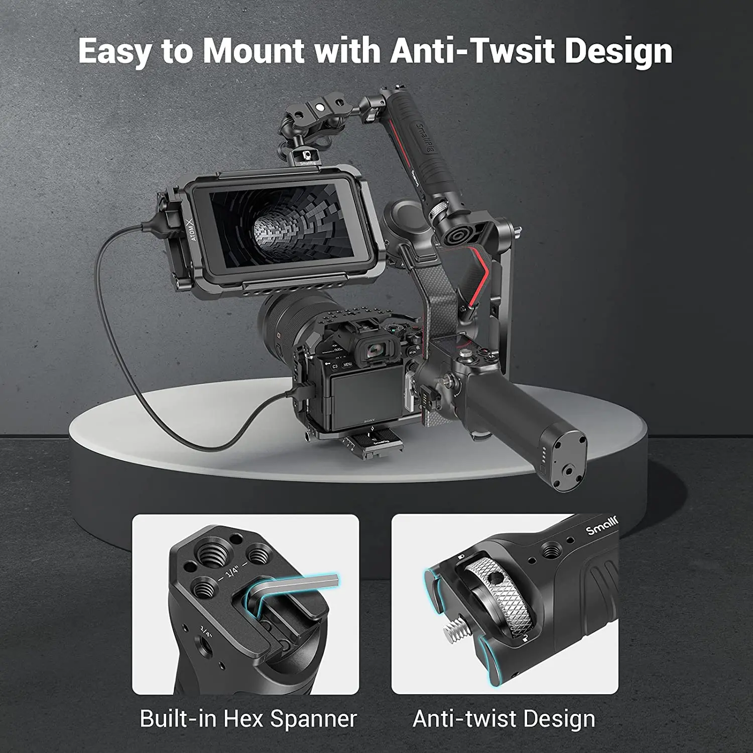 Рукоятка SmallRig для DJI RS2 и RSC2 Gimbal (для DJI RS 2 и RSC 2), силиконовая рукоятка со встроенным шестигранным ключом-3161