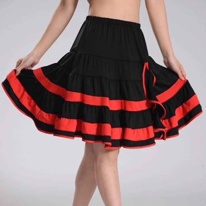 Women Latin Dance Skirt Ladies Salsa Tango Rumba Cha Cha Square Ballroom Dance 4 Color Latin Clothes Women Latin Dance Dress