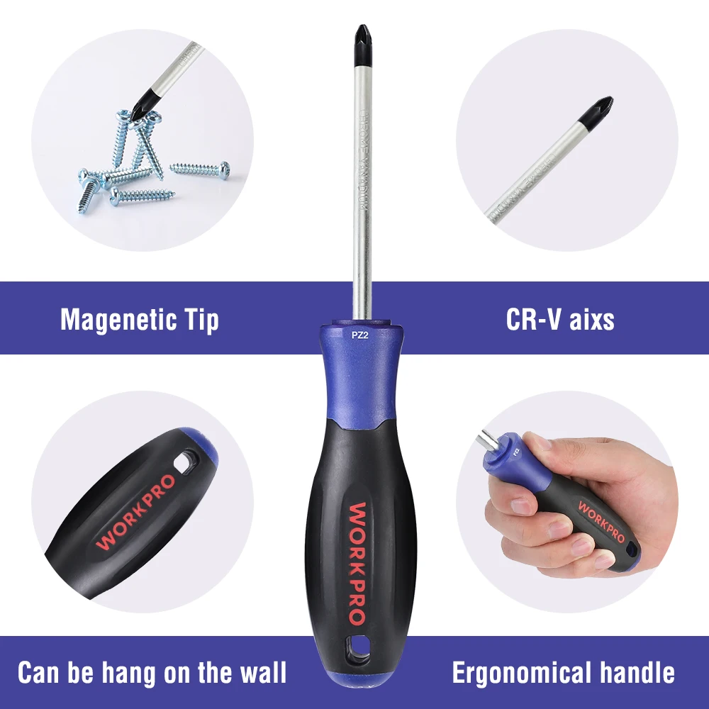 WORKPRO 16-37PC CR-V Screwdriver Set With Magnetic Tips Home Tool Set Precision Screwdrivers for Phone Screw Driver