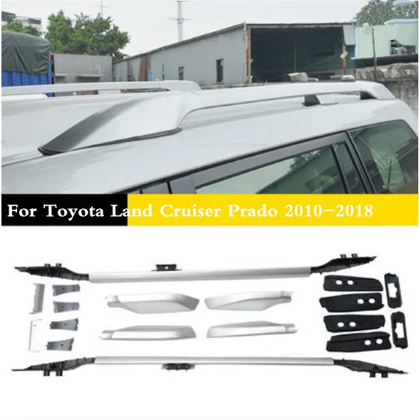 ABS+Aluminium alloy Car Roof Rails Rack baggage luggage Carrier Bars Fit For Toyota Land Cruiser Prado 2010-2018