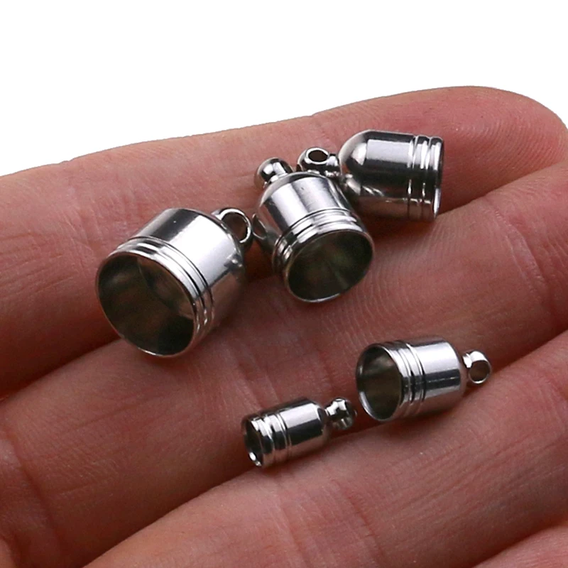 10pcs/lot Stainless Steel Clasps Hooks Cords End Caps Cord 4/5/6/7/8/10mm Jewelry Making Bracelet Necklace DIY Jewelry Findings