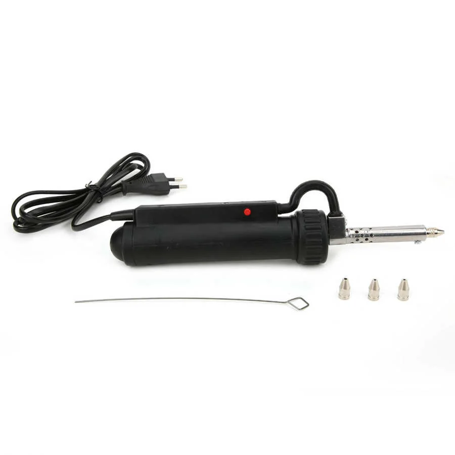 220v Electric Vacuum Solder Sucker Desoldering Suction Pump Iron Gun Tin Soldering Repair Tool with 3 Nozzle EU Plug 220V 30W